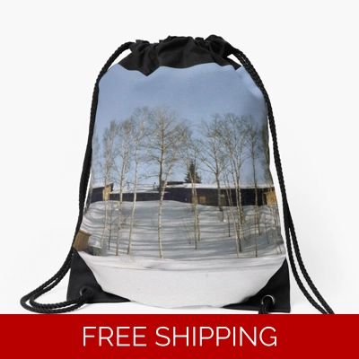 Le Studio Drawstring Bag Building Lake Perry Winter